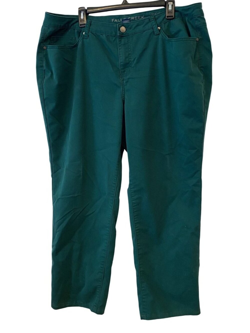 Falls Creek Womens 20W Dark Green Straight Leg Pants Plus Size Minimalist